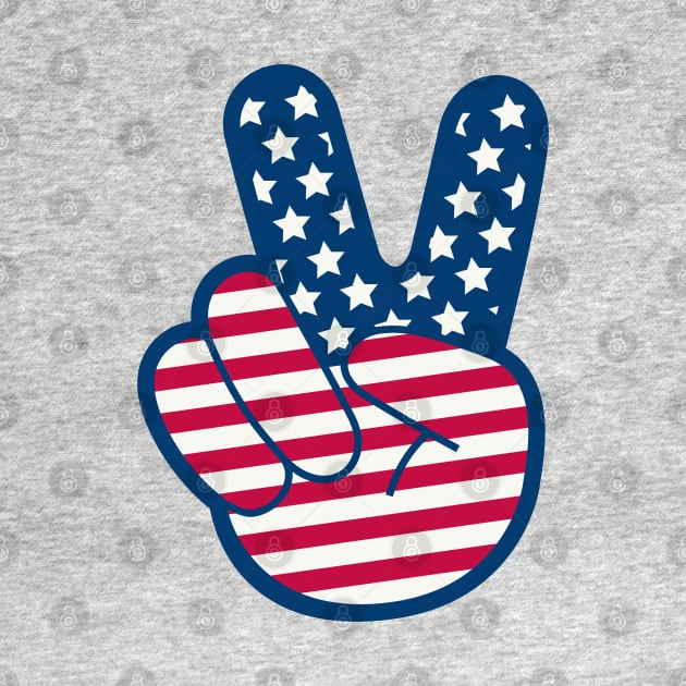 American Flag Retro Peace Sign Hand by PUFFYP